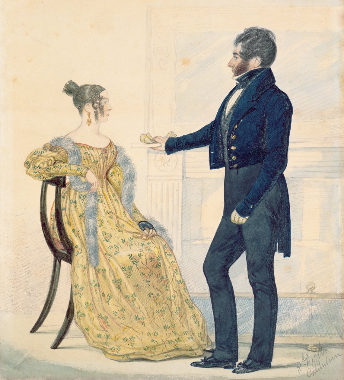 Retrato del Capitán y la Sra. George Ruddle, c.1835 de Richard Dighton