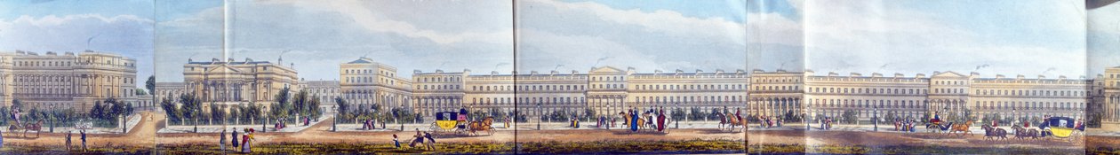 Villas de Cumberland y Terraza Chester, (detalle) de Una Vista Panorámica alrededor del Parque Regents, publicado por Ackermann, 1831 de Richard Morris