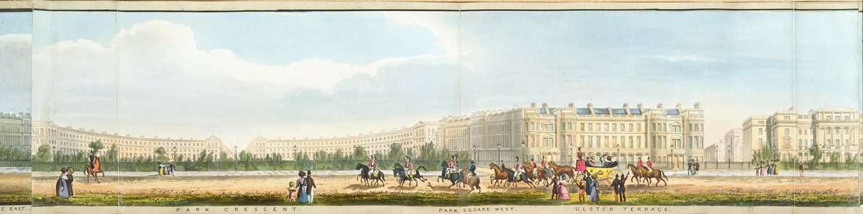 Park Crescent y Ulster Terrace, (detalle) de una Vista Panorámica alrededor del Regent