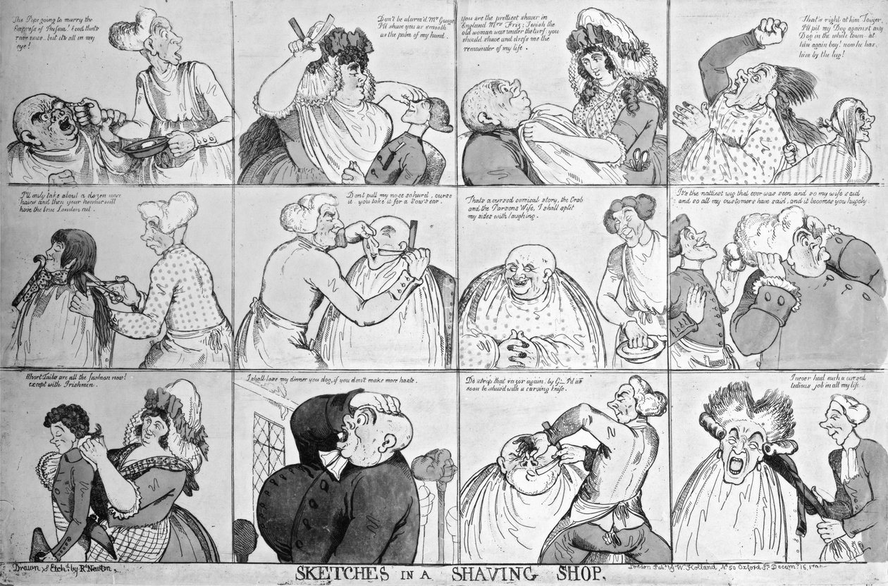 Bocetos en una barbería, 1794 de Richard Newton