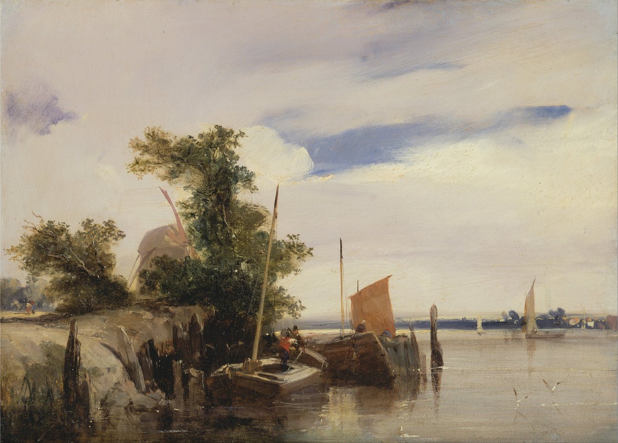 Barcazas en un río de Richard Parkes Bonington