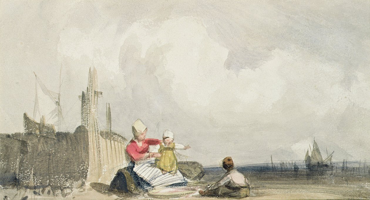 Pescadores en la playa de Richard Parkes Bonington