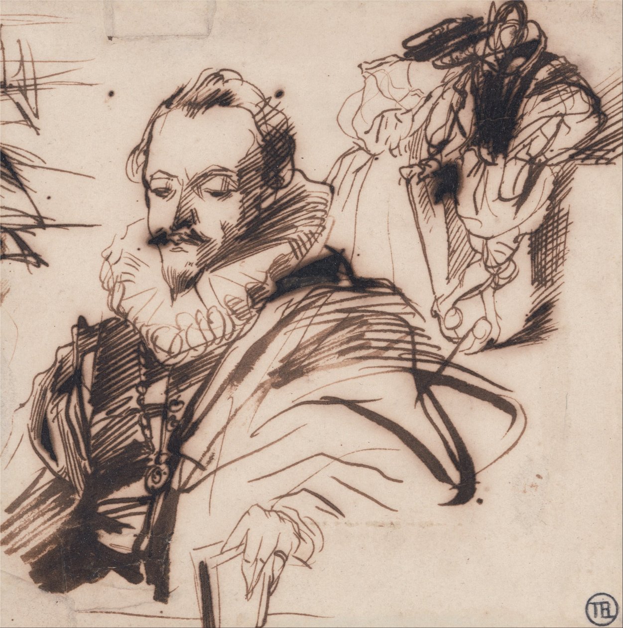 Estudio de un caballero con traje del siglo XVII, después de Van Dyck de Richard Parkes Bonington