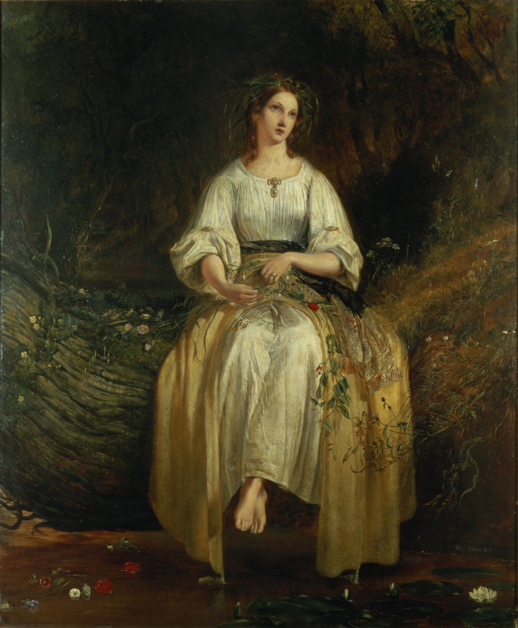 Ofelia tejiendo sus guirnaldas, 1842 de Richard Redgrave