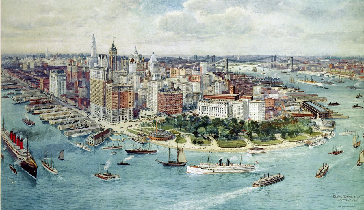 Vista aérea de Lower Manhattan, 1911 de Richard Rummell