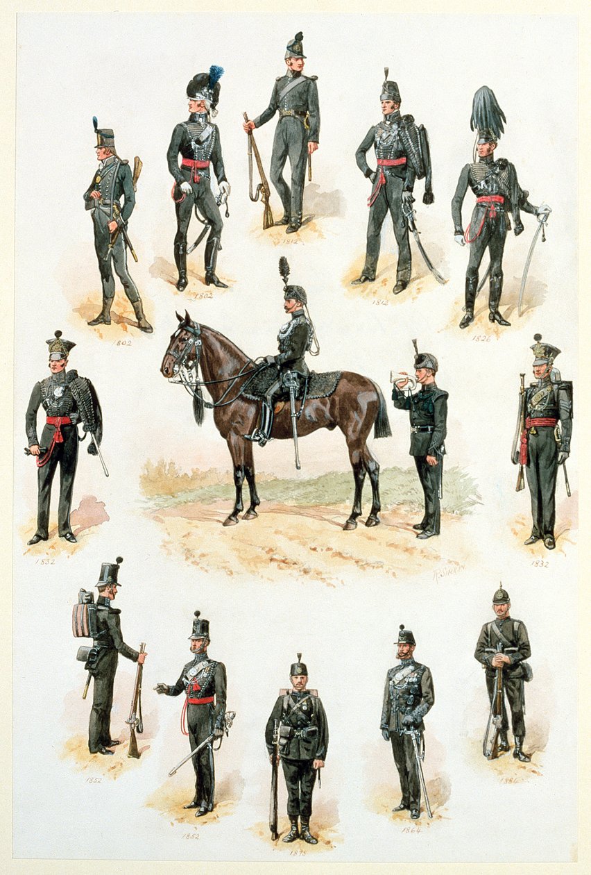 Uniformes de la Brigada de Fusileros de Richard Simkin