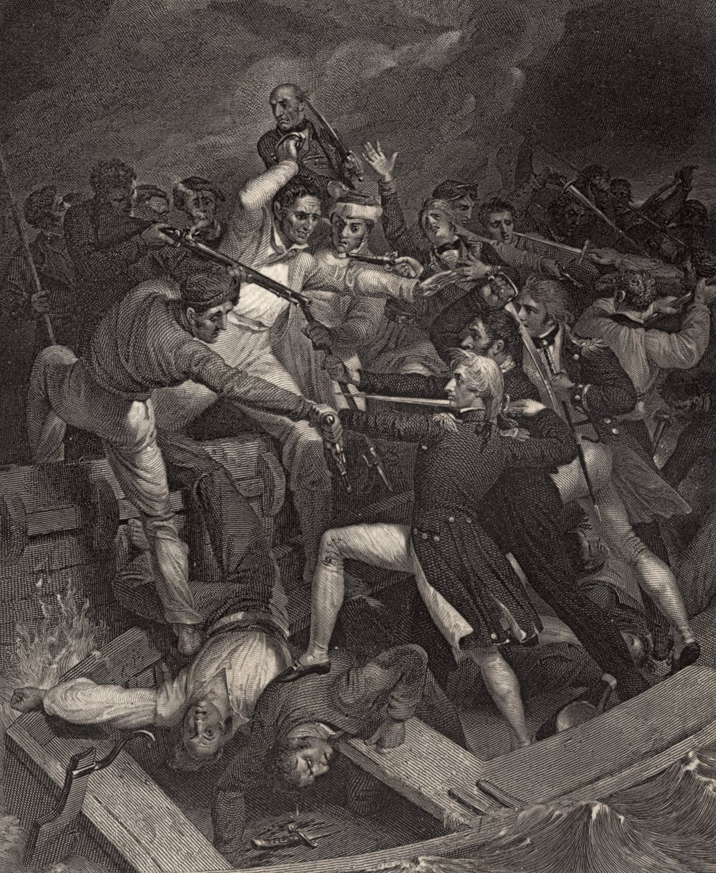 Conflicto de Nelson con una lancha española, ilustración de 