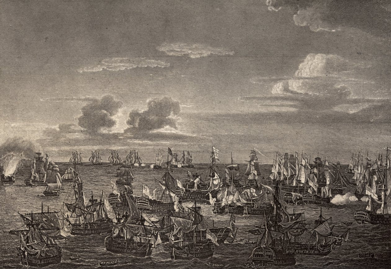 La batalla de Trafalgar en 1805, ilustración de 