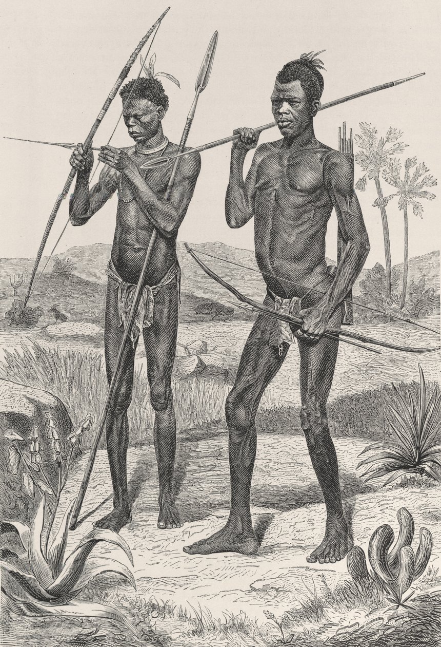 Guerreros Makaraka, de La Historia de la Humanidad, Vol.III, por Prof. Friedrich Ratzel, 1898 de Richard Buchta