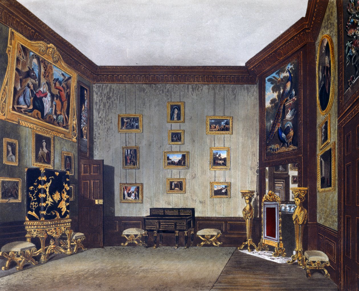 Sala de escritura del Rey, grabado de Richard Reeve (nacido en 1780), basado en el diseño de Richard Cattermole (1795-1858), de La Historia de las Residencias Reales de Richard (after) Cattermole