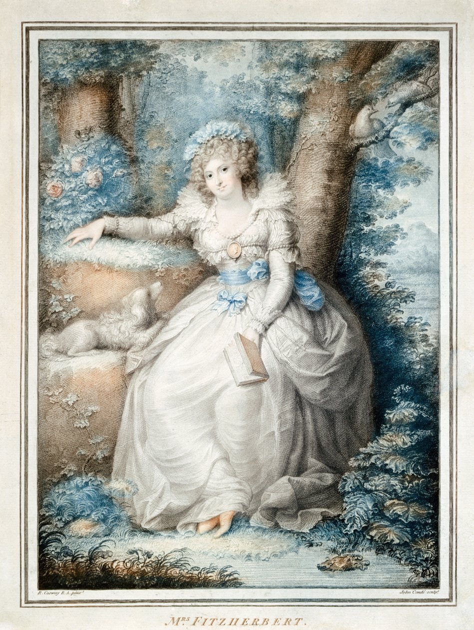 Sra. Fitzherbert (litografía en color) de Richard (after) Cosway