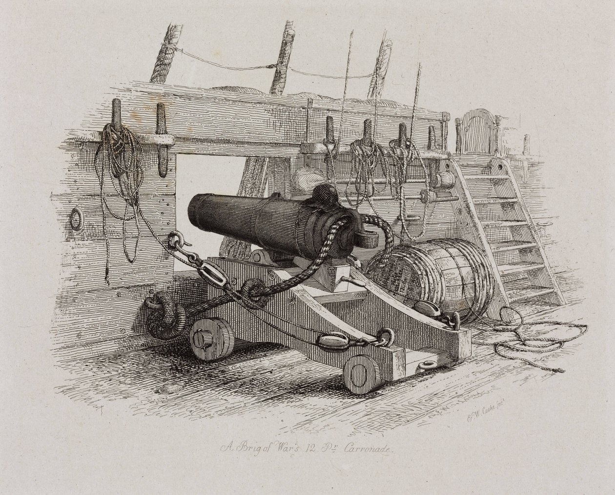 Una carronada de 12 libras de un bergantín de guerra de John Pardon