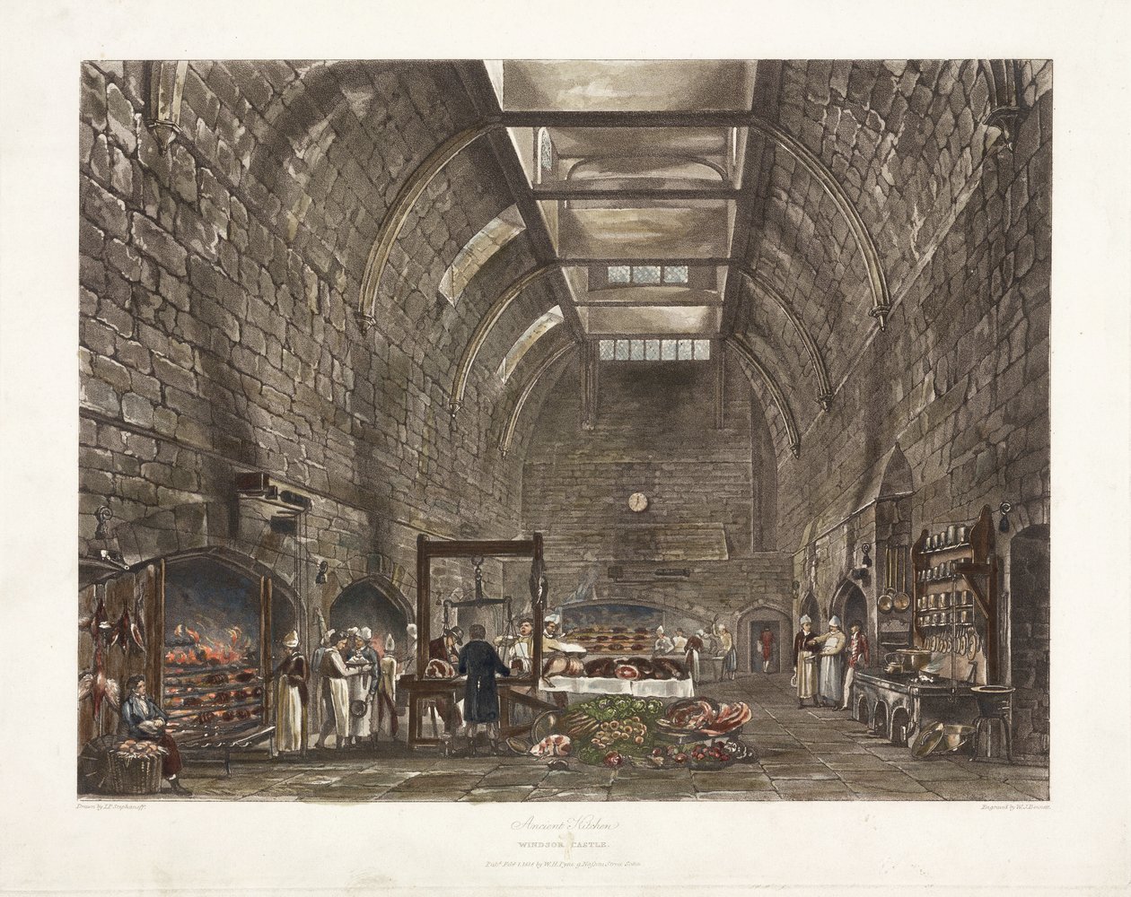 Cocina antigua del Castillo de Windsor, principios del siglo XIX de John Pardon