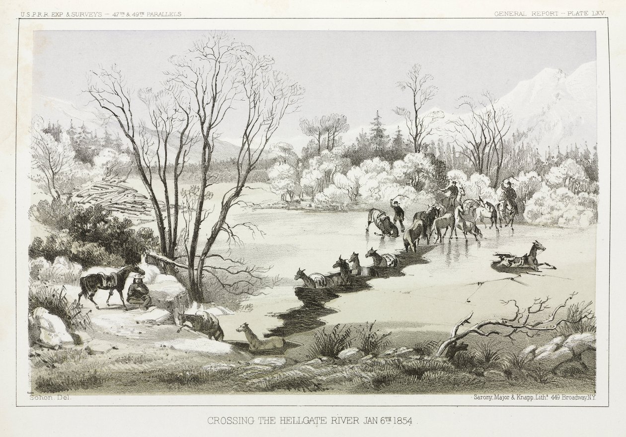 Cruzando el río Hellgate, Montana, EE.UU., 6 de enero de 1854 de John Pardon
