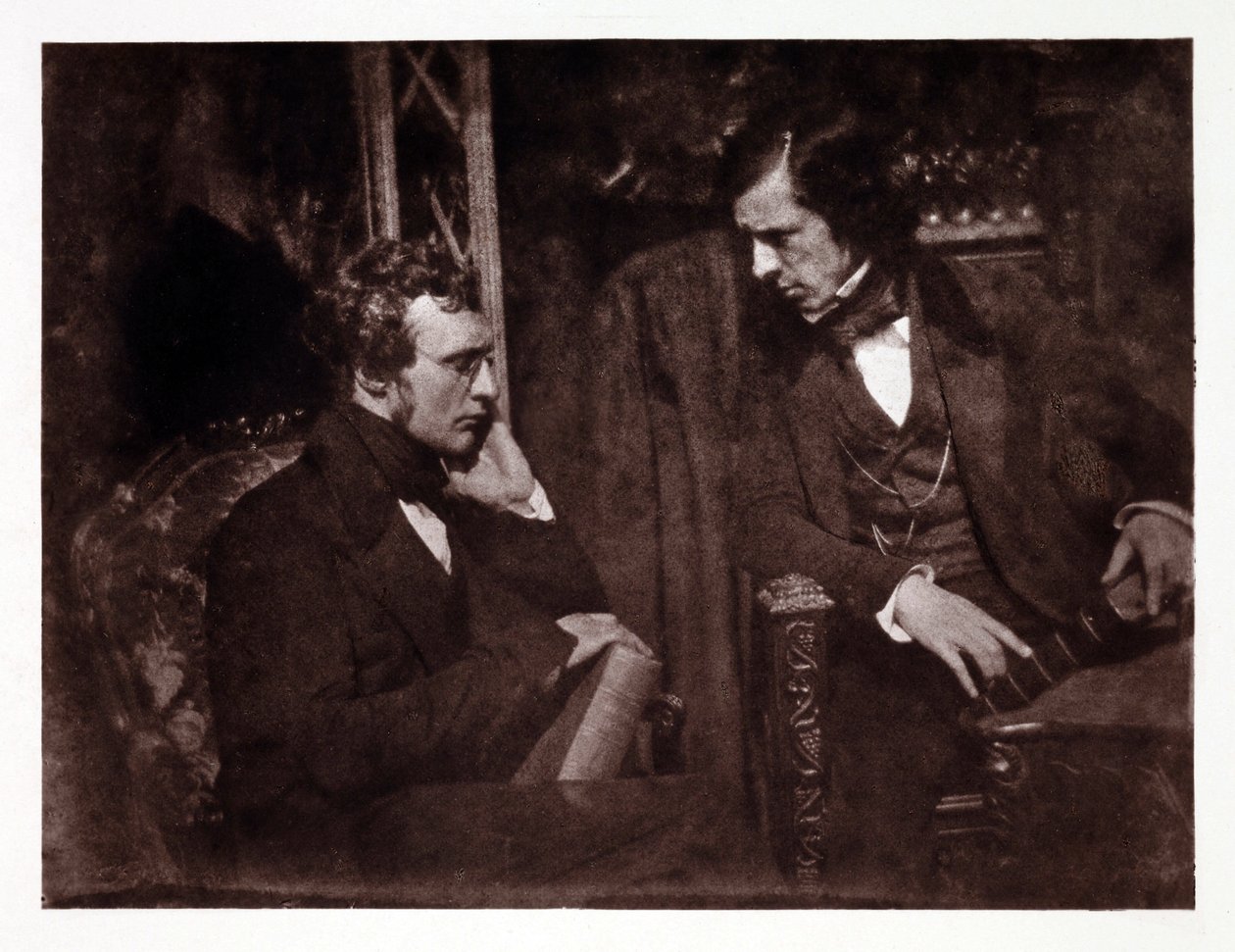 Dos hombres en conversación: Dr. Samuel Brown (1817-1856) y el reverendo George Gilfillan (1813-1878), fotografía hacia 1840 de John Pardon