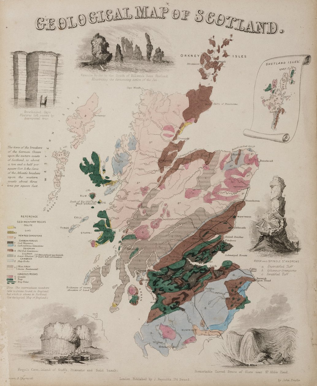 Mapa geológico de Escocia, c 1850 de John Pardon