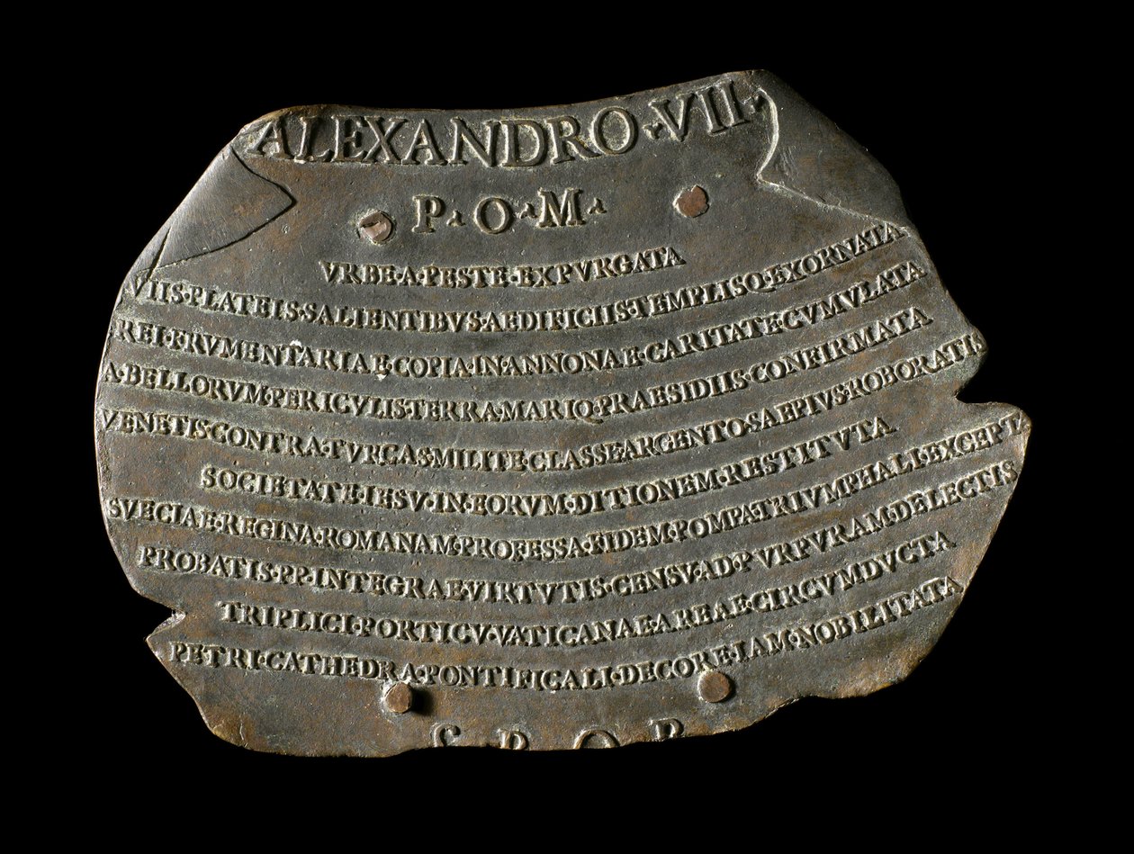 Placa de bronce medieval para celebrar la extinción de la peste en Roma de John Pardon