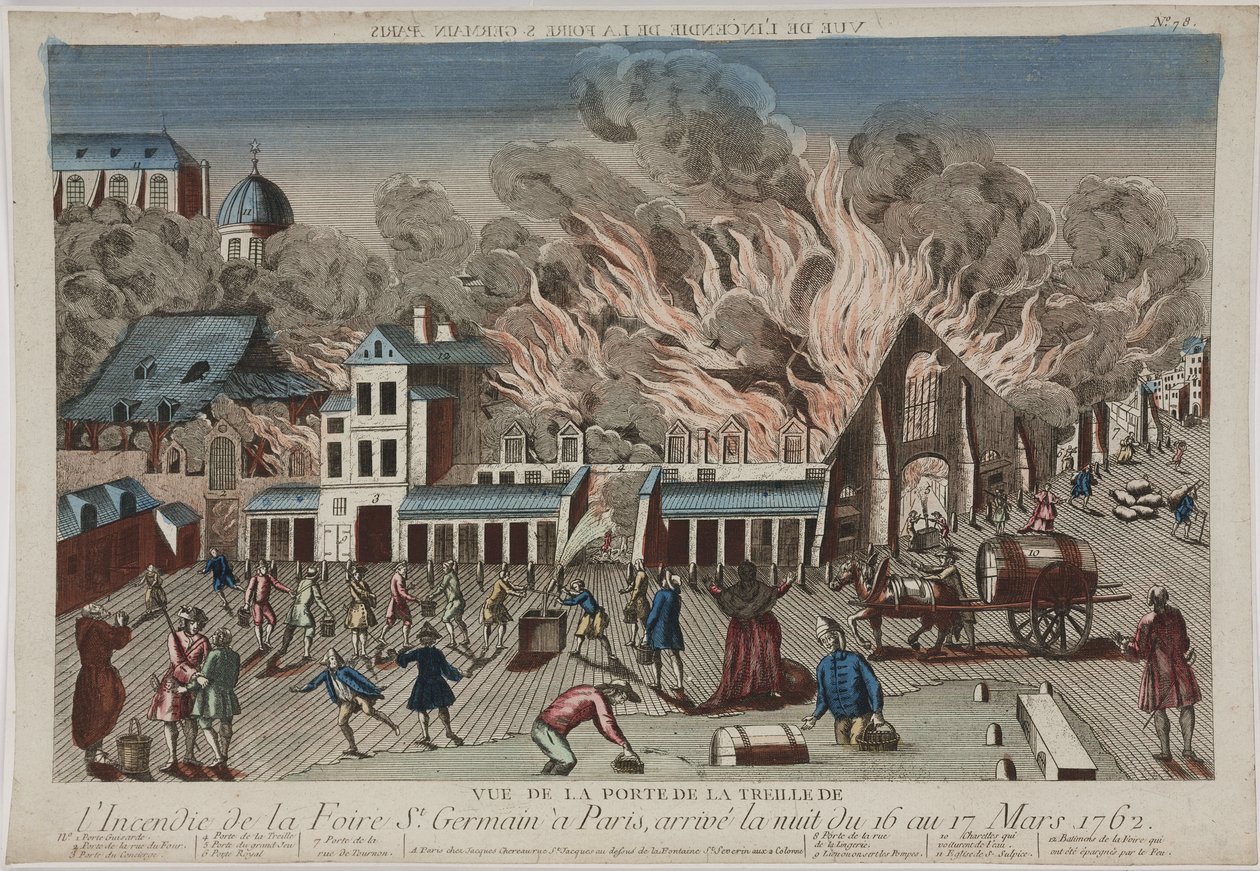 Vista del incendio en St Germain, París de John Pardon