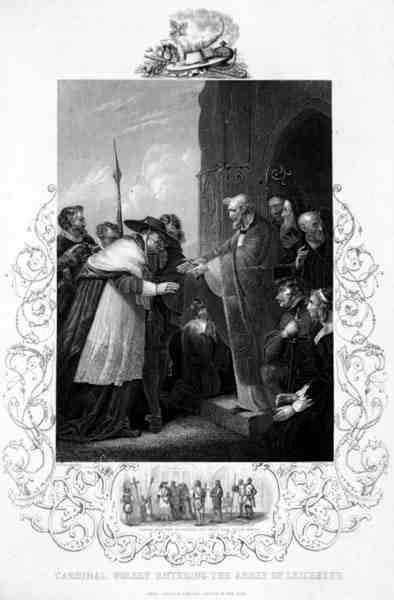 El Cardenal Wolsey entrando en la Abadía de Leicester, en Enrique VIII por William Shakespeare (1564-1616) grabado por A.H. Payne (grabado) de Richard (after) Westall