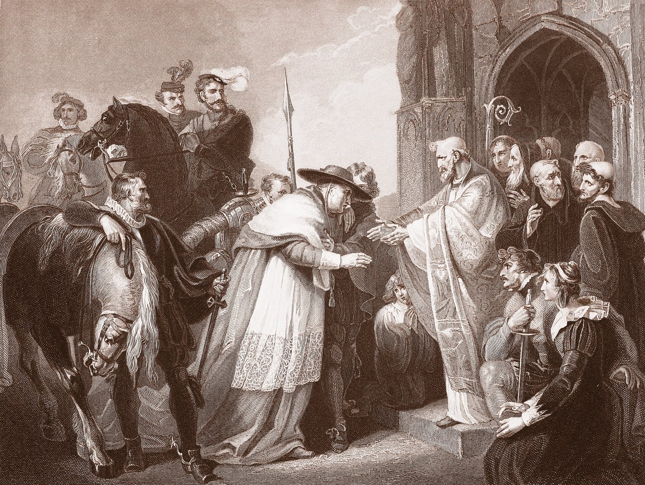 Cardenal Wolsey en la Abadía de Leicester de Richard (after) Westall