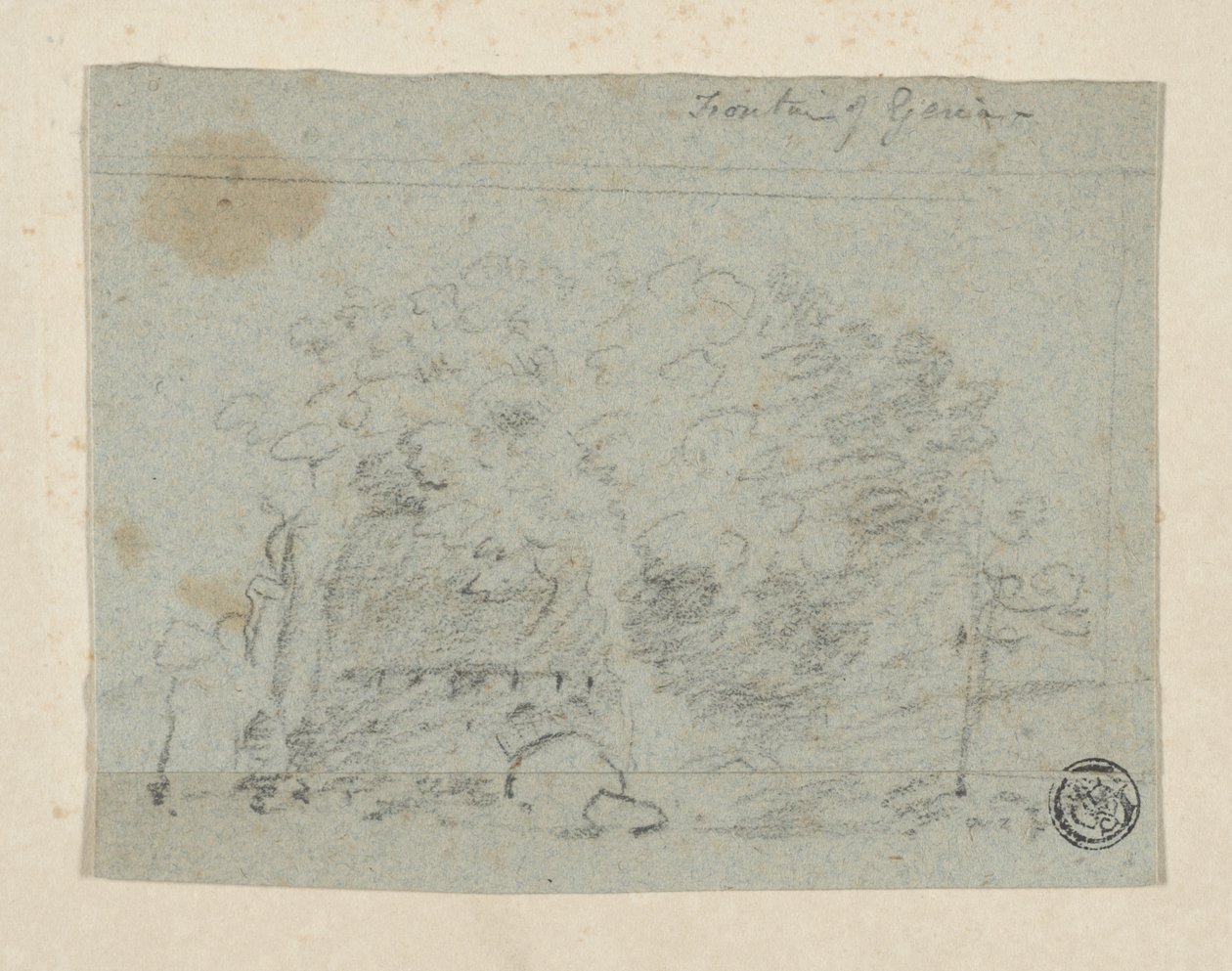 Boceto de árboles cerca del puente de Richard (attr.to) Wilson