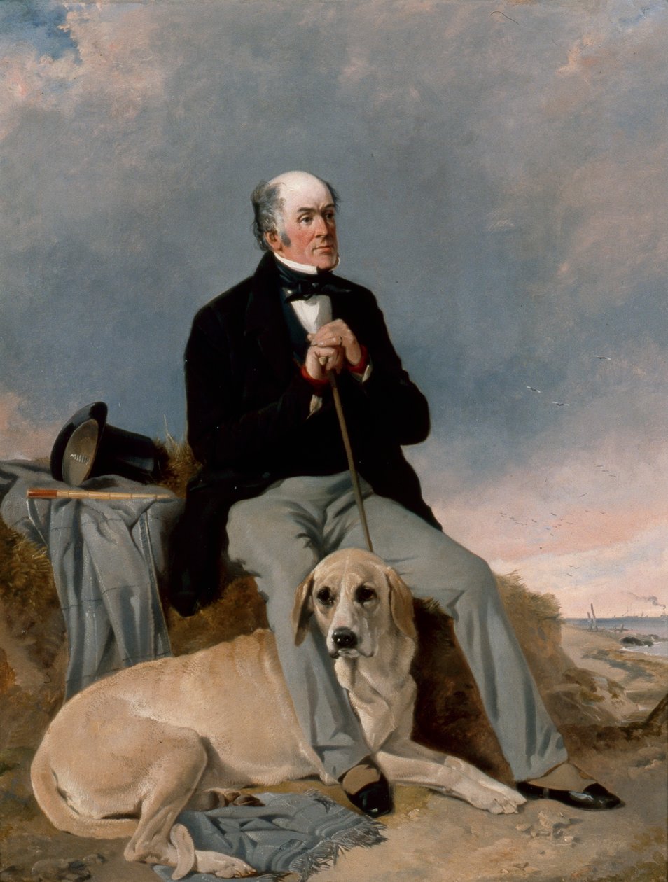 Retrato de un caballero con su labrador (óleo sobre lienzo) de Richard Ansdell