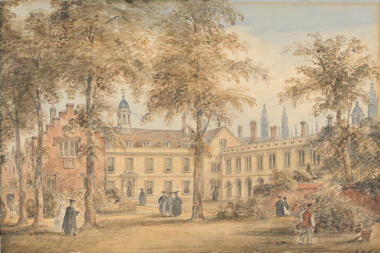 Trinity Hall desde el jardín, Cambridge de Richard Banks Harraden