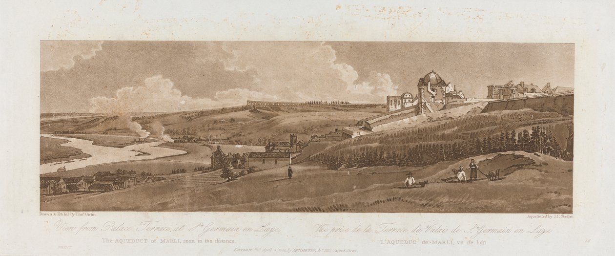 Vista desde la terraza del palacio de St. Germain en Laye; el acueducto de Marli visto a lo lejos 1803; lámina 16 de Vistas de París, calco de la lámina de Emanuel Volume, B1981.25.2625 de Richard Banks Harraden