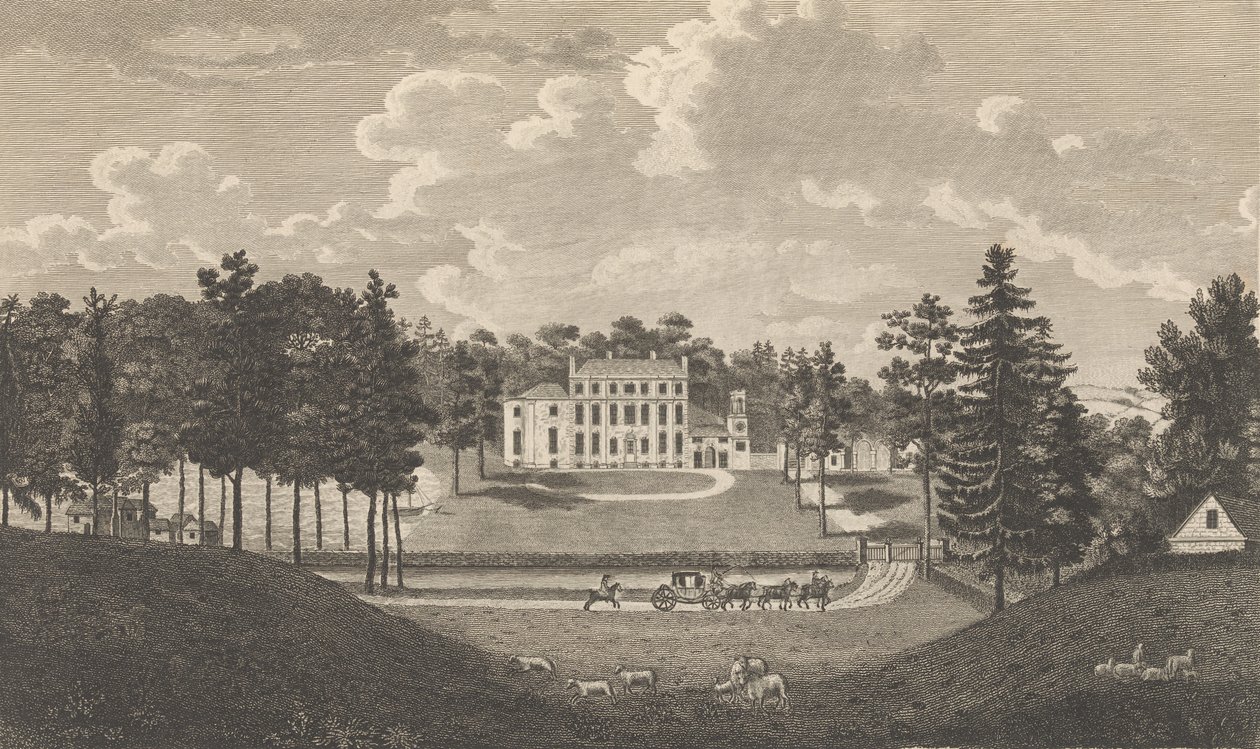 Bradborne, cerca de Sevenoke, en el condado de Kent, de la Historia de Edward Hasted, 1777-1790 de Richard Bernard Godfrey
