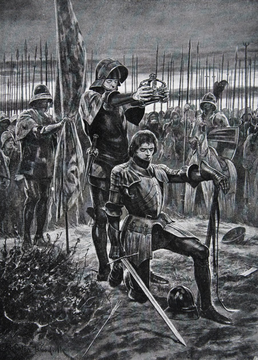 Enrique VII coronado en Bosworth, ilustración de 
