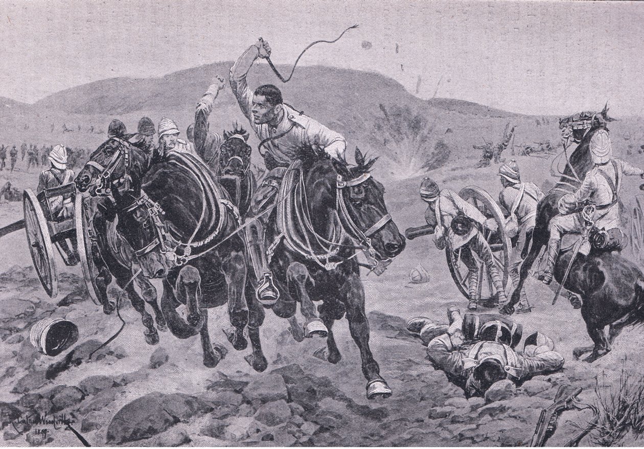 Artillería de campo entrando en acción (litografía) de Richard Caton II Woodville