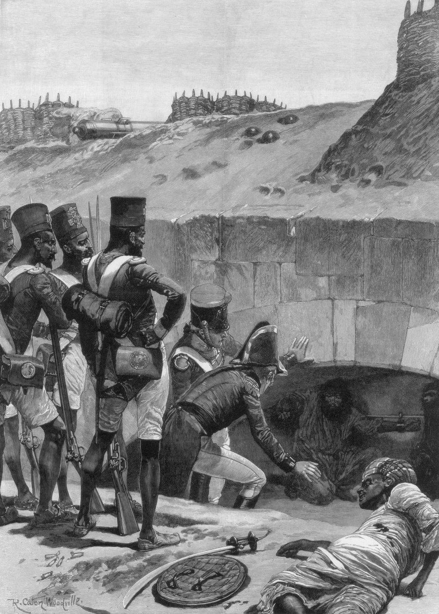Encontrando a los prisioneros británicos bajo las casamatas en las fortificaciones, 1894 de Richard Caton II Woodville