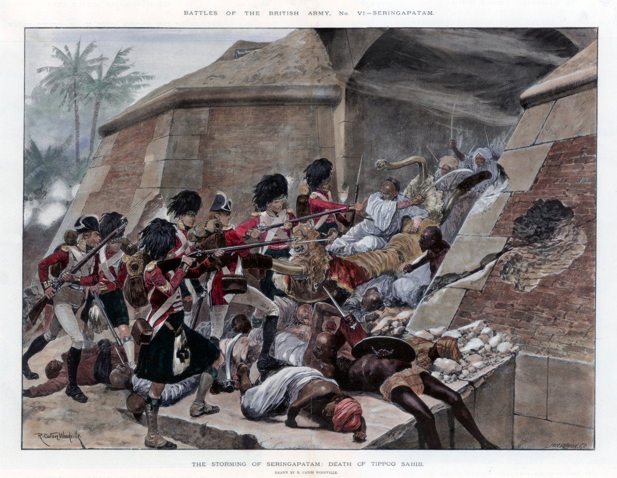 El asalto de Seringapatam que resultó en la muerte de Tippu Sultan, 1894 de Richard Caton II Woodville