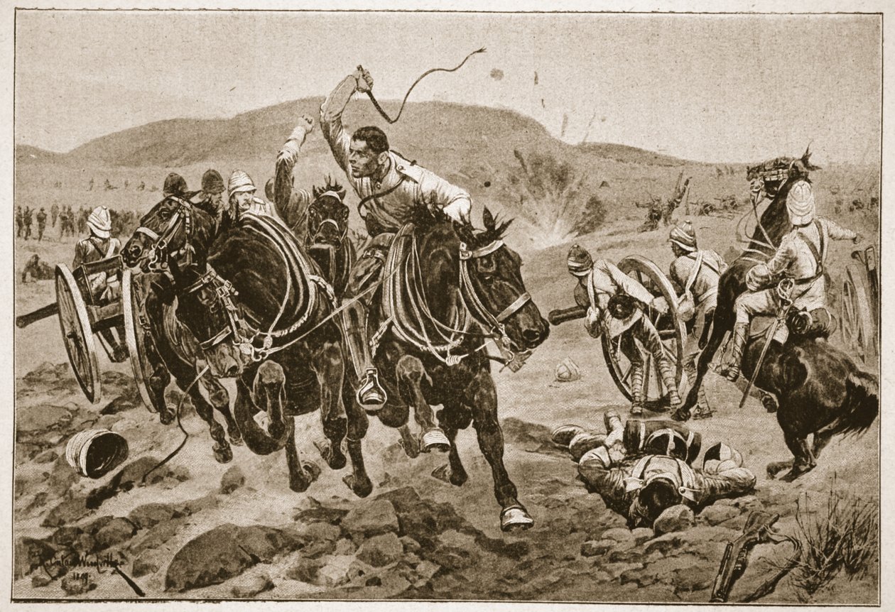 Artillería de campo entrando en acción, ilustración de 