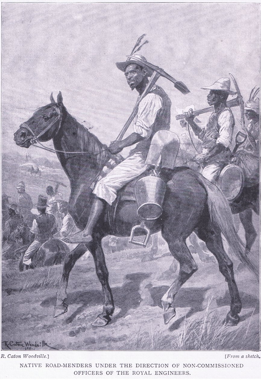 Reparadores de caminos nativos, de Después de Pretoria: La Guerra de Guerrillas publicado por Harmsworth Bros Limited, 1901 de Richard Caton Woodville