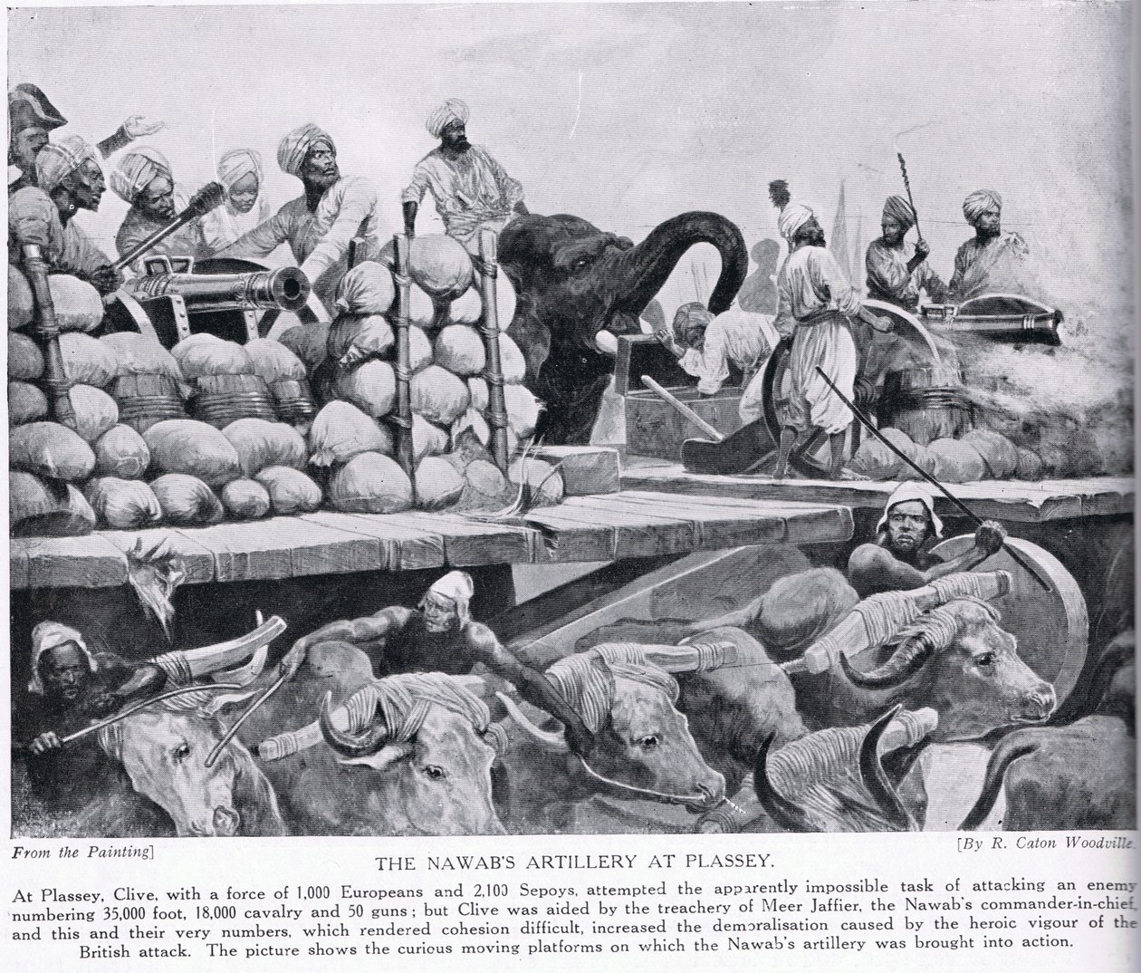 La artillería del Nawab en Plassey, ilustración de 