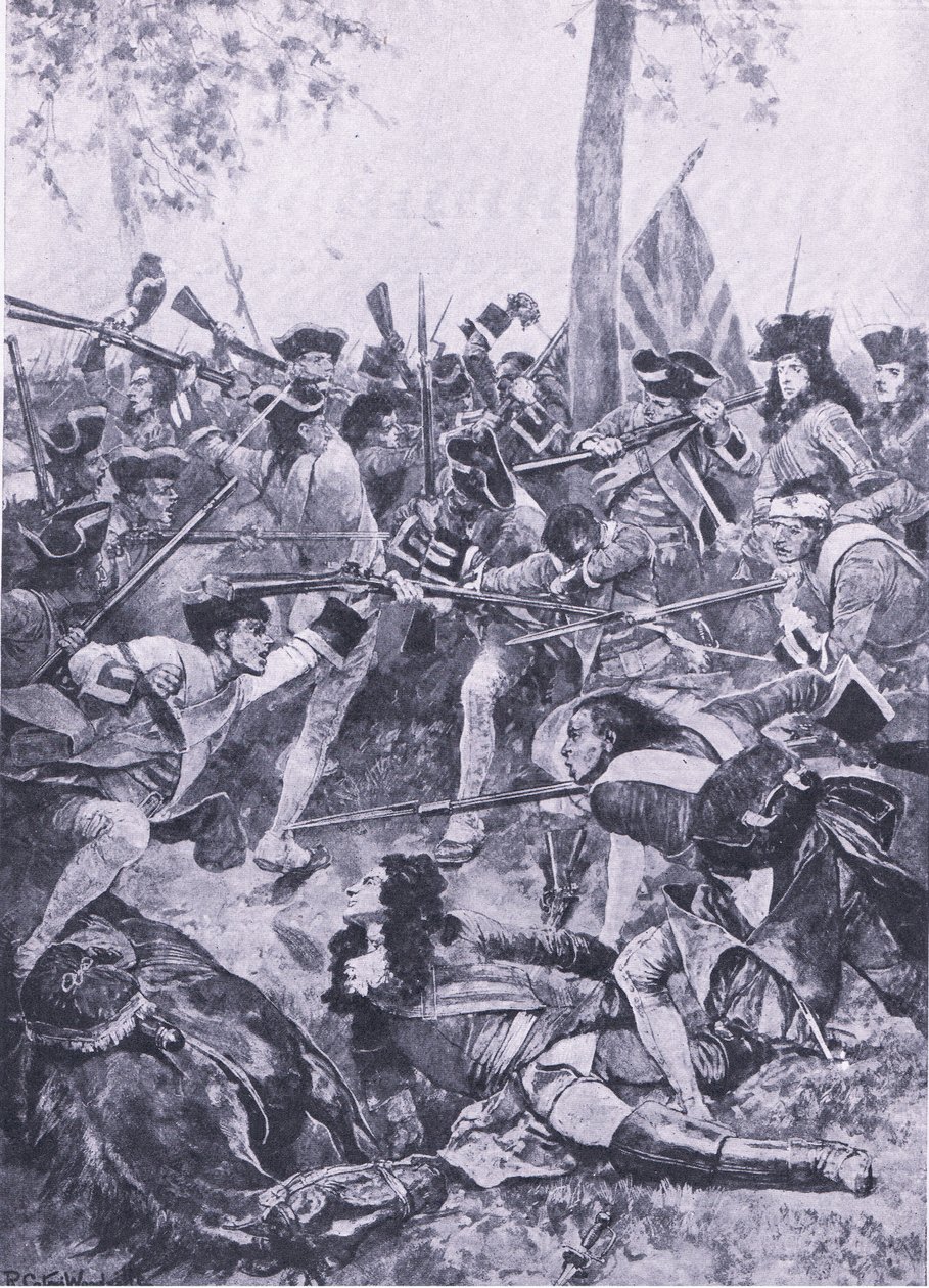 Batalla de Ramillies, 23 de mayo de 1706: El ataque del regimiento irlandés, ilustración de British Battles on Land and Sea, 1915 de Richard Caton Woodville junior