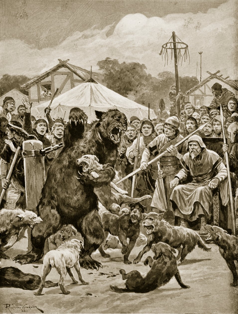 Pelea de Osos en Tiempos Sajones, ilustración de 