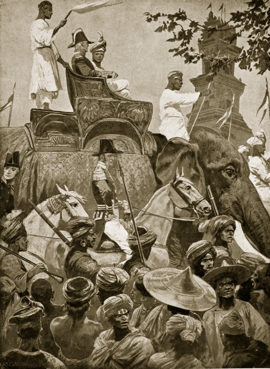 Tropas británicas entrando en Singapur, 1824, ilustración de 