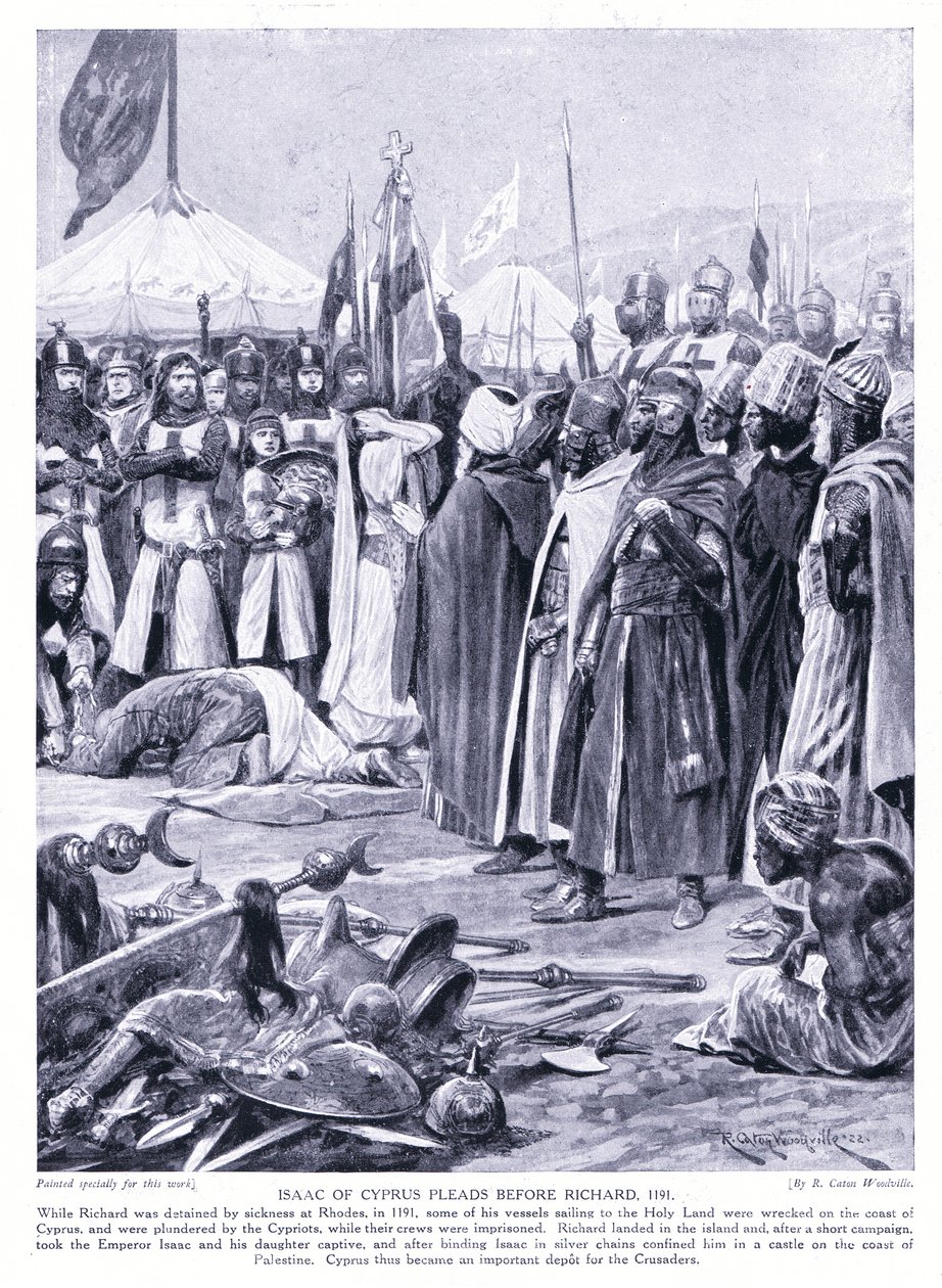 Isaac de Chipre suplica ante Ricardo I, 1191 d.C. de Richard Caton Woodville junior