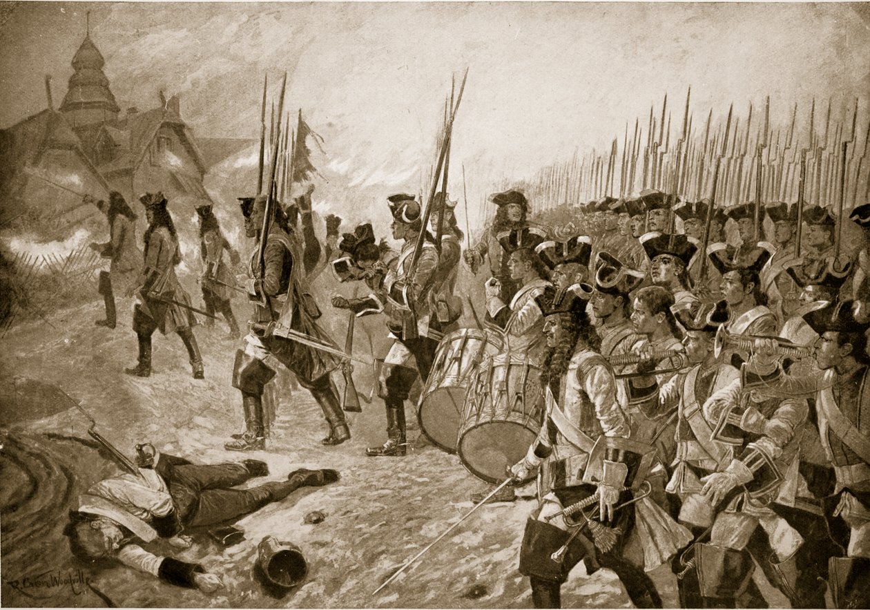 La batalla de Blenheim: Asalto al pueblo, ilustración de 