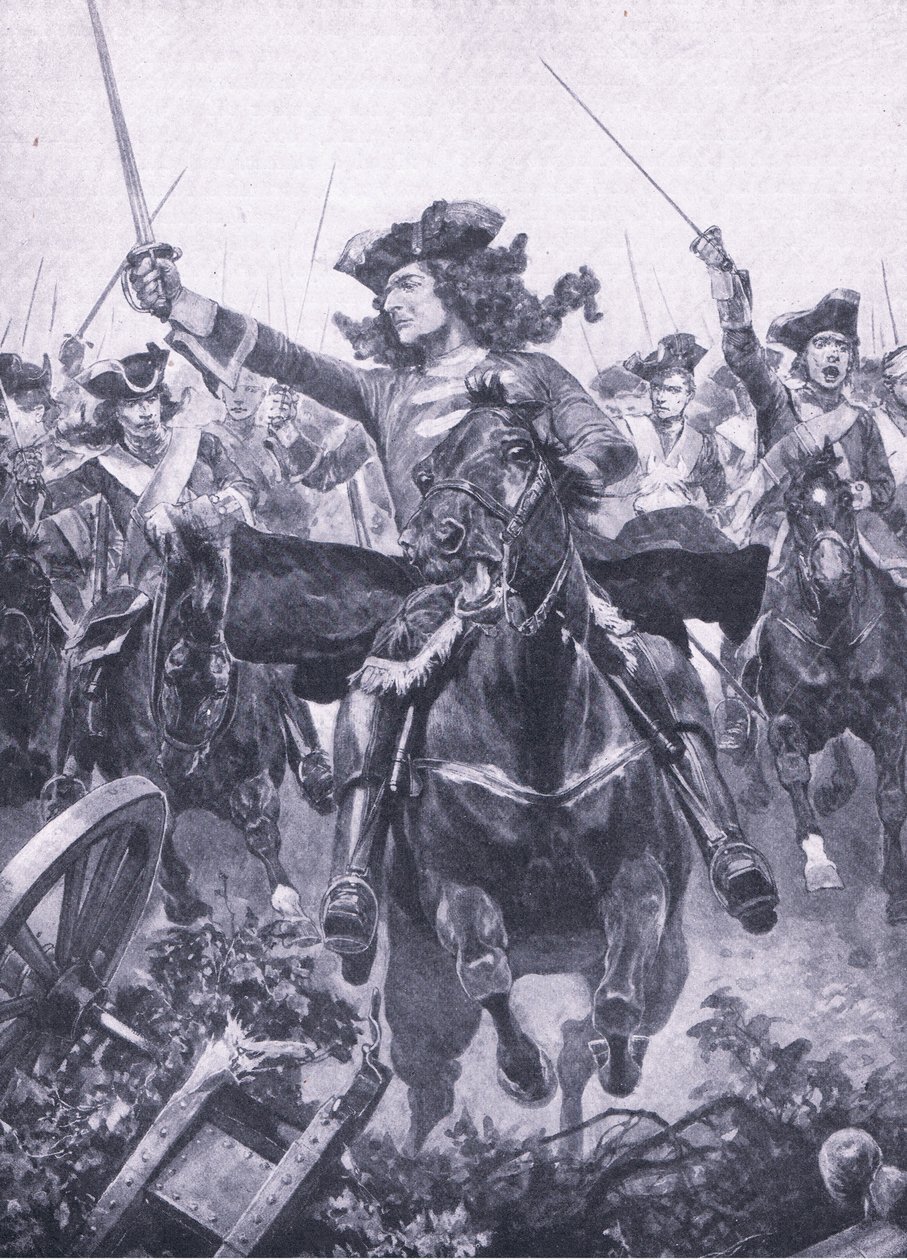 El duque de Marlborough en la batalla de Oudenarde, 11 de julio de 1708, ilustración de British Battles on Land and Sea, 1915 de Richard Caton Woodville junior