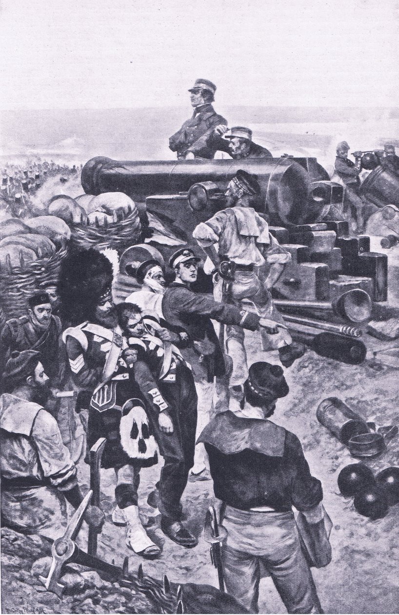 El asalto a Sebastopol, 1855, ilustración de British Battles on Land and Sea, 1915 de Richard Caton Woodville junior
