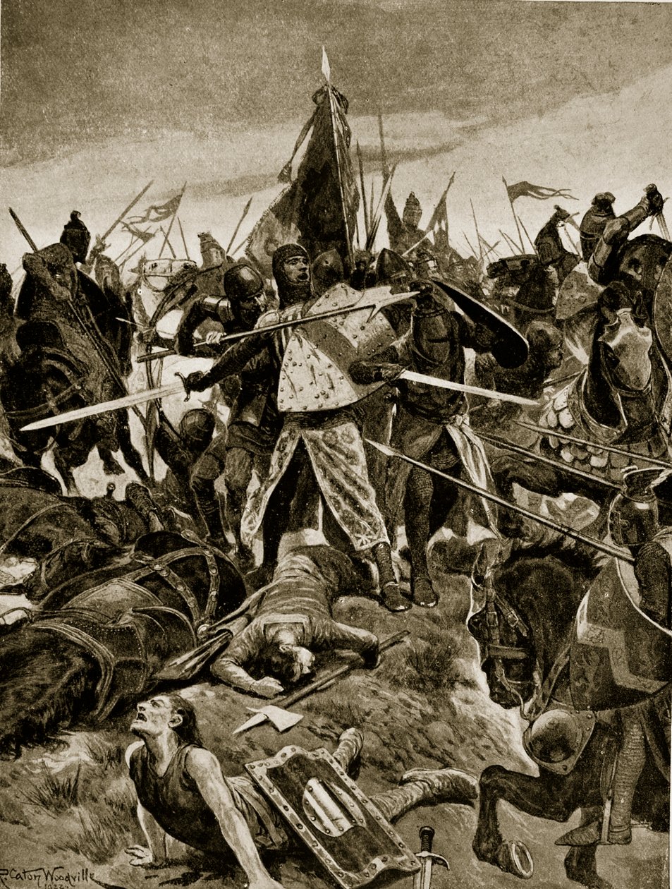 La última resistencia de De Montfort en Evesham, ilustración de 