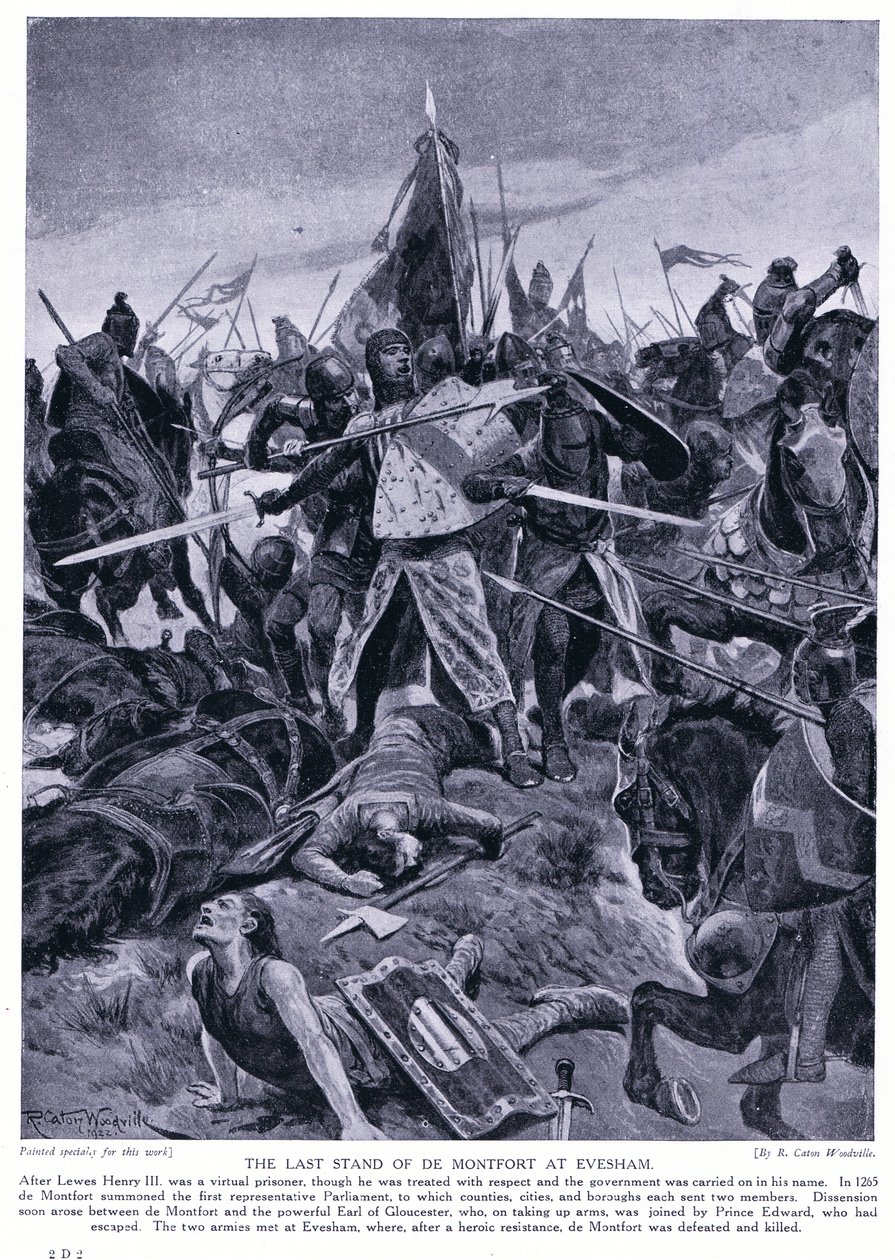 La última resistencia de de Montford en Evesham AD1265, años 1920 de Richard Caton Woodville junior