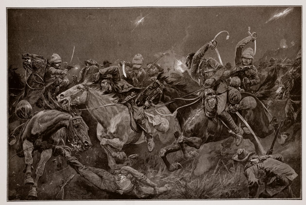 La carga nocturna de los 19º Húsares cerca de Lydenberg el 7 de noviembre de 1900 de Richard Caton Woodville junior