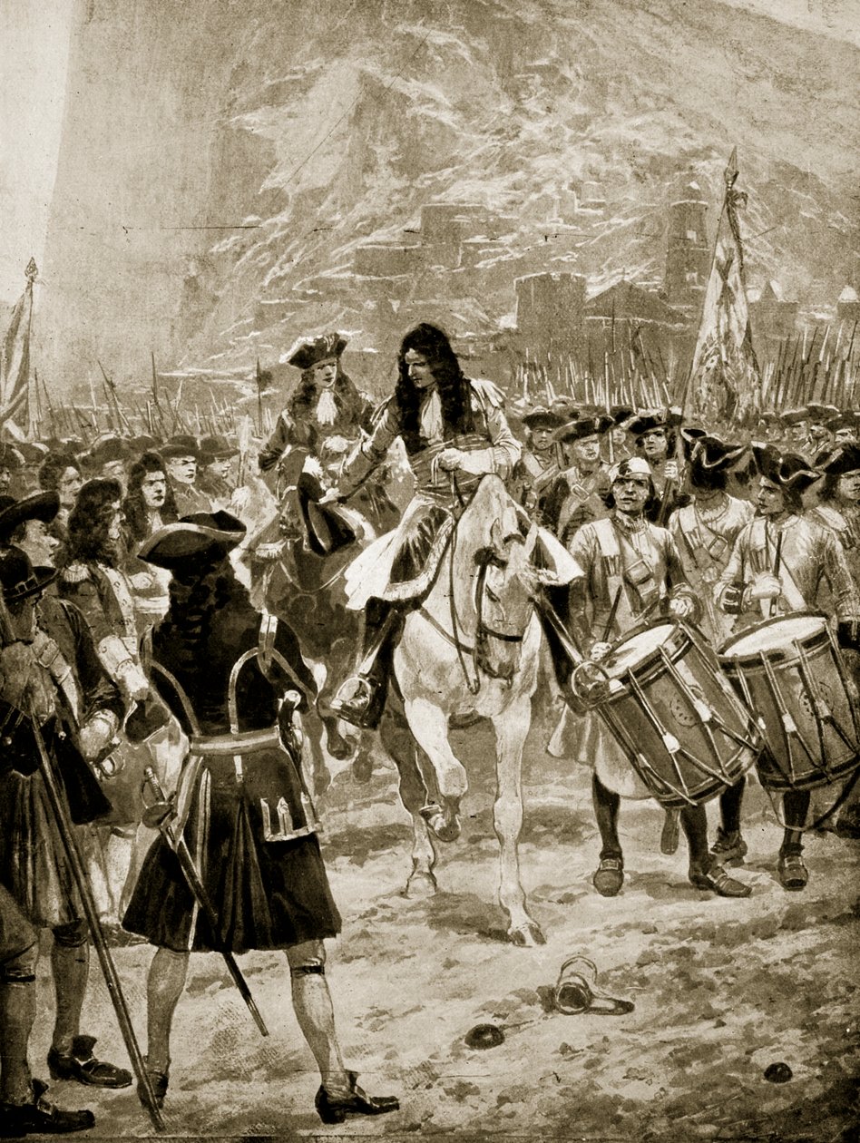 La rendición de Gibraltar a los ingleses, 24 de julio de 1704, ilustración de 