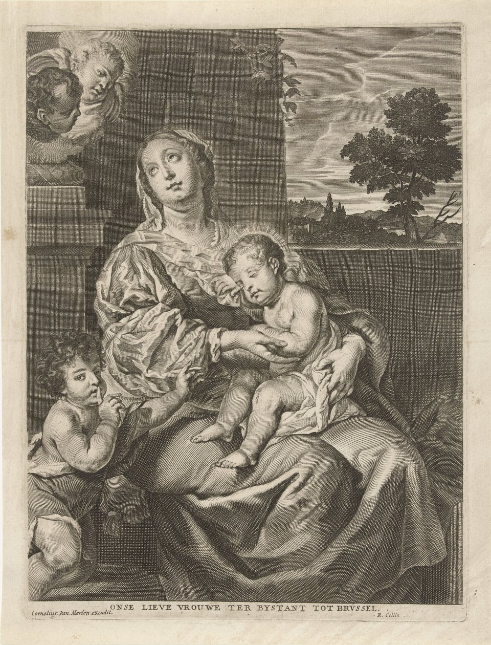 virgen con el niño dormido y san juan bautista Nuestra Señora del Bystant a Brvssel (título sobre objeto) de Richard Collin