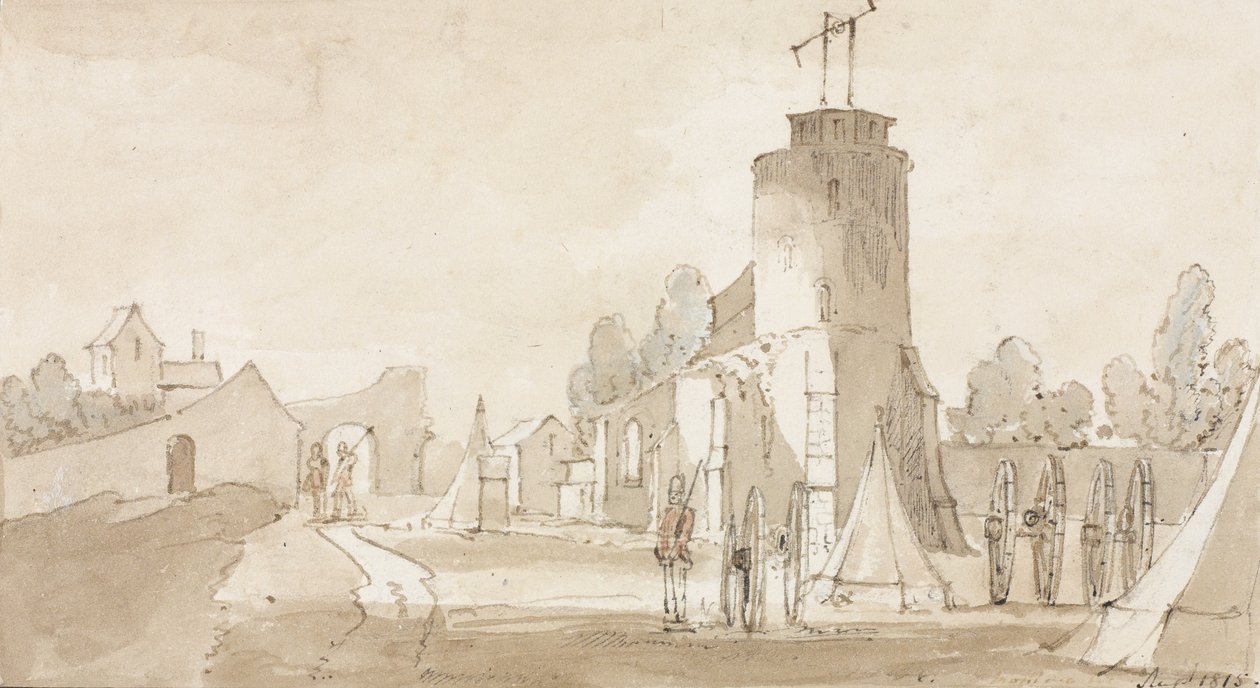 Mont St Jean, el pueblo de la Batalla de Waterloo, al sur de Bruselas, 1815 de Richard Colt Hoare
