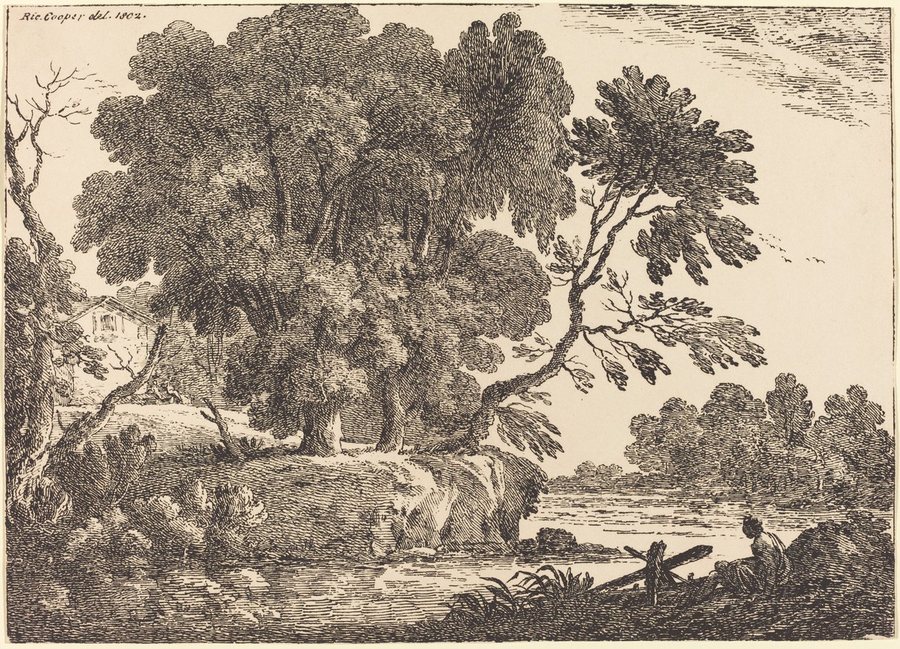 Paisaje con Grupo de Árboles Rodeados por Agua de Richard Cooper II